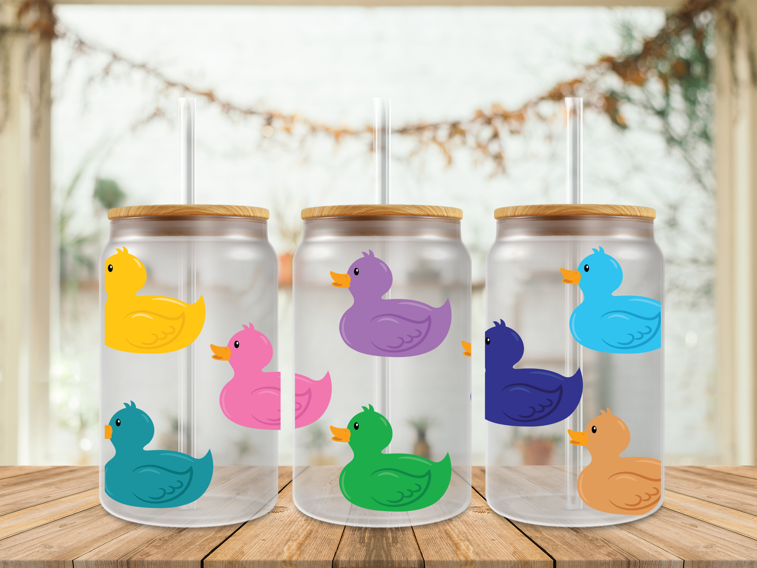 16oz Sublimation Tumbler Wrap Print - Colourful Ducks