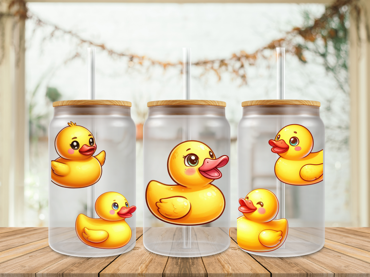 16oz Sublimation Tumbler Wrap Print - Five Rubber Ducks