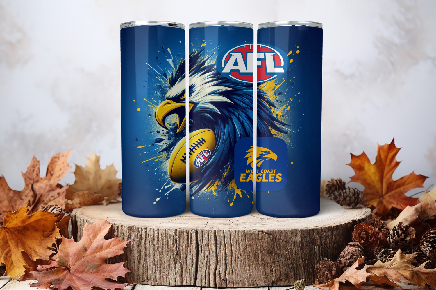 20oz Skinny Sublimation Tumbler Wrap Print - West Coast Eagles