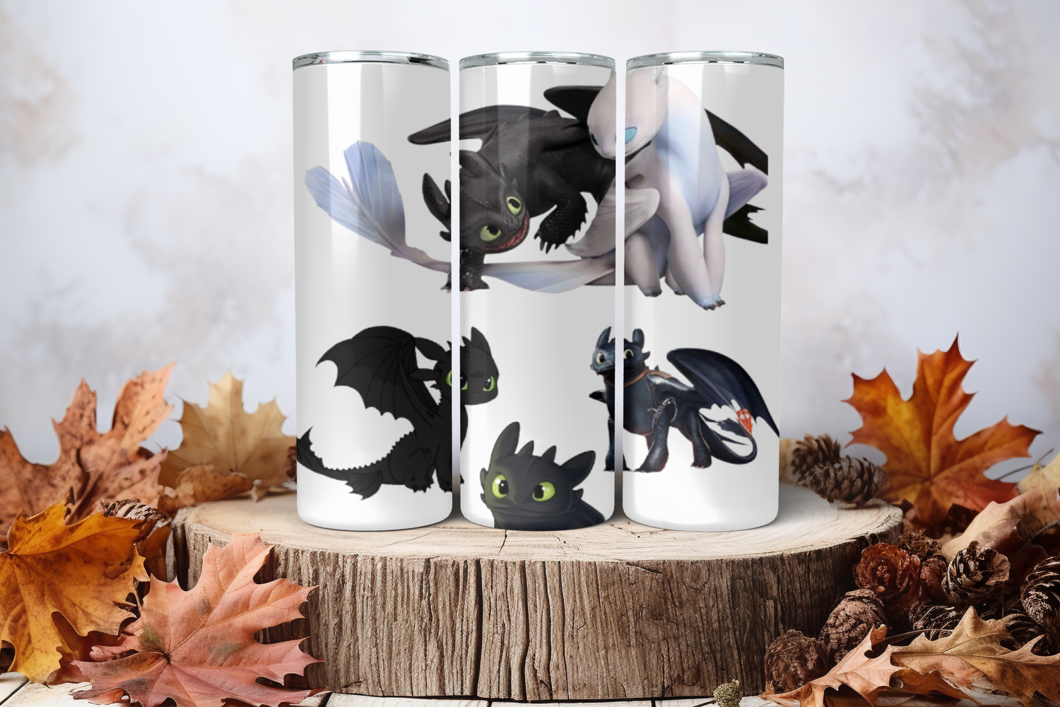 20oz Skinny Sublimation Tumbler Wrap Print - Toothless