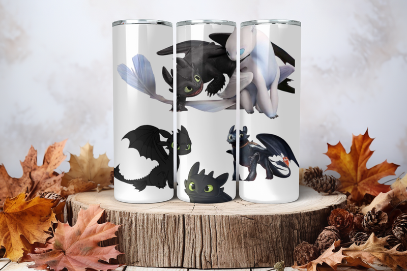 20oz Skinny Sublimation Tumbler Wrap Print - Toothless