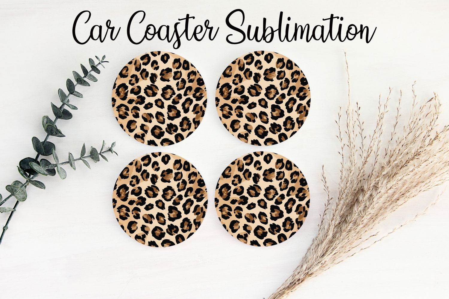 Car Coaster Sublimation Print - Leopard Pattern