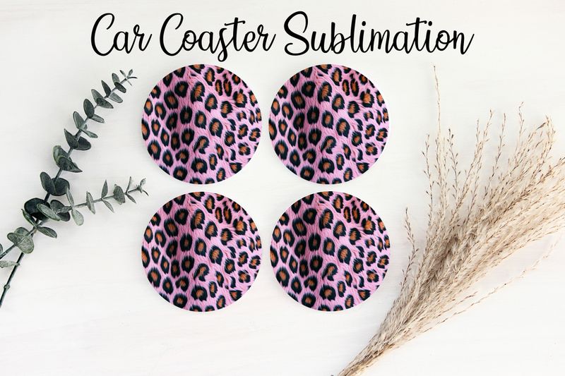 Car Coaster Sublimation Print - Leopard Pattern Pink