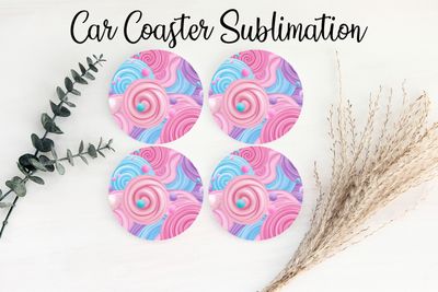 Car Coaster Sublimation Print - Cotton Candy
