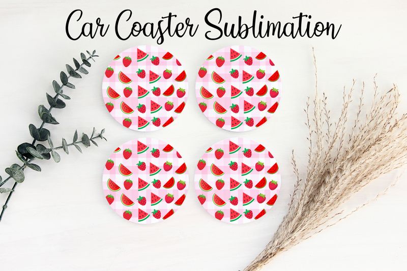 Car Coaster Sublimation Print - Strawberries Watermelon