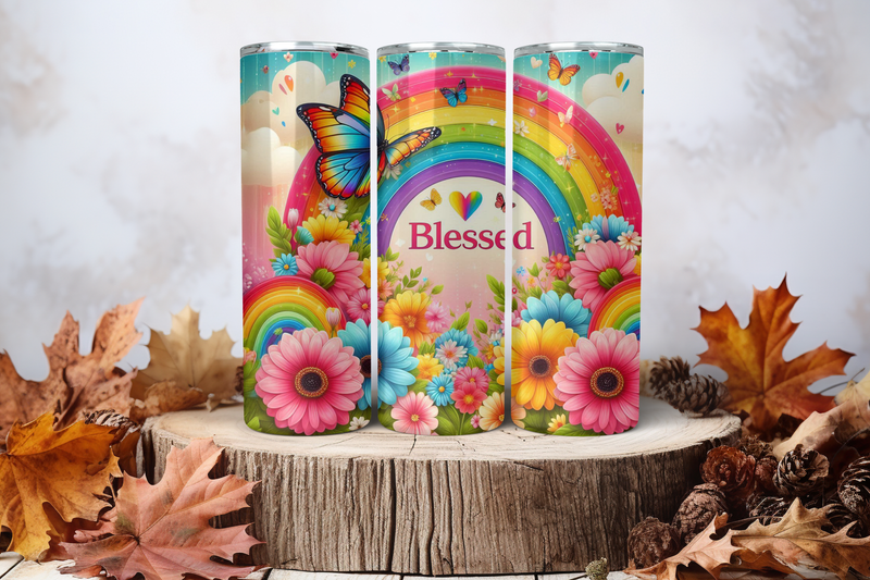 20oz Skinny Sublimation Tumbler Wrap Print - Blessed