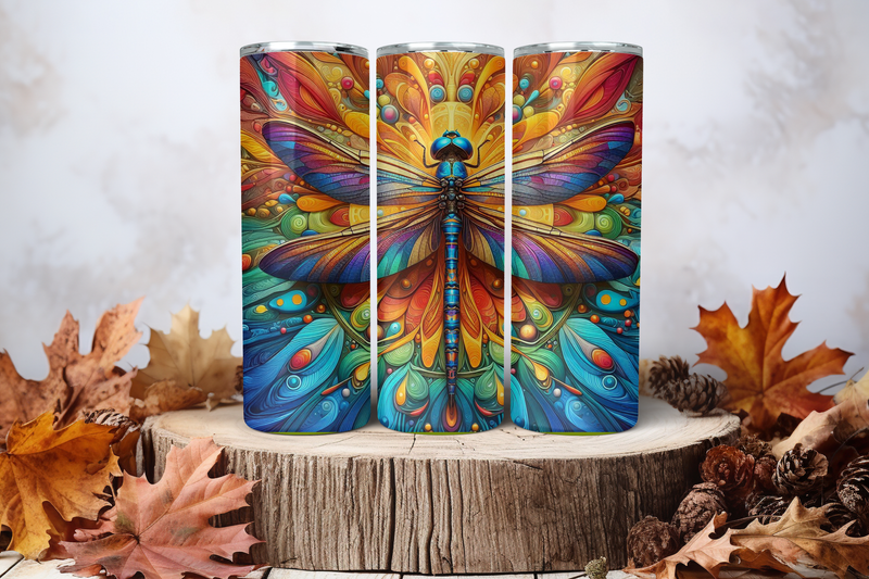 20oz Skinny Sublimation Tumbler Wrap Print - Dragonfly 2