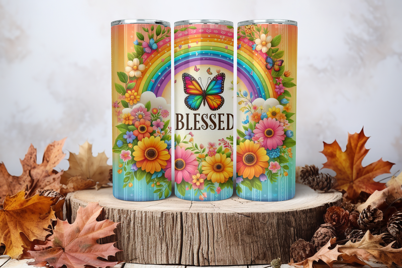 20oz Skinny Sublimation Tumbler Wrap Print - Blessed 2