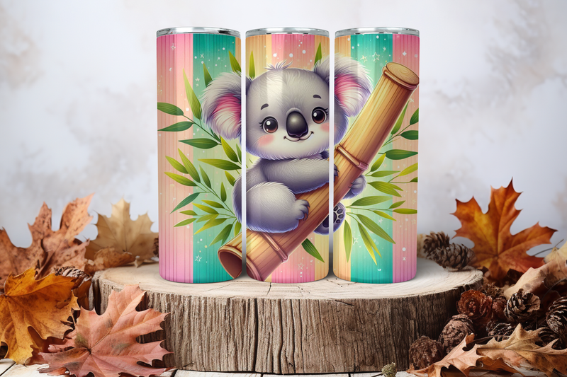 20oz Skinny Sublimation Tumbler Wrap Print - Koala Bamboo