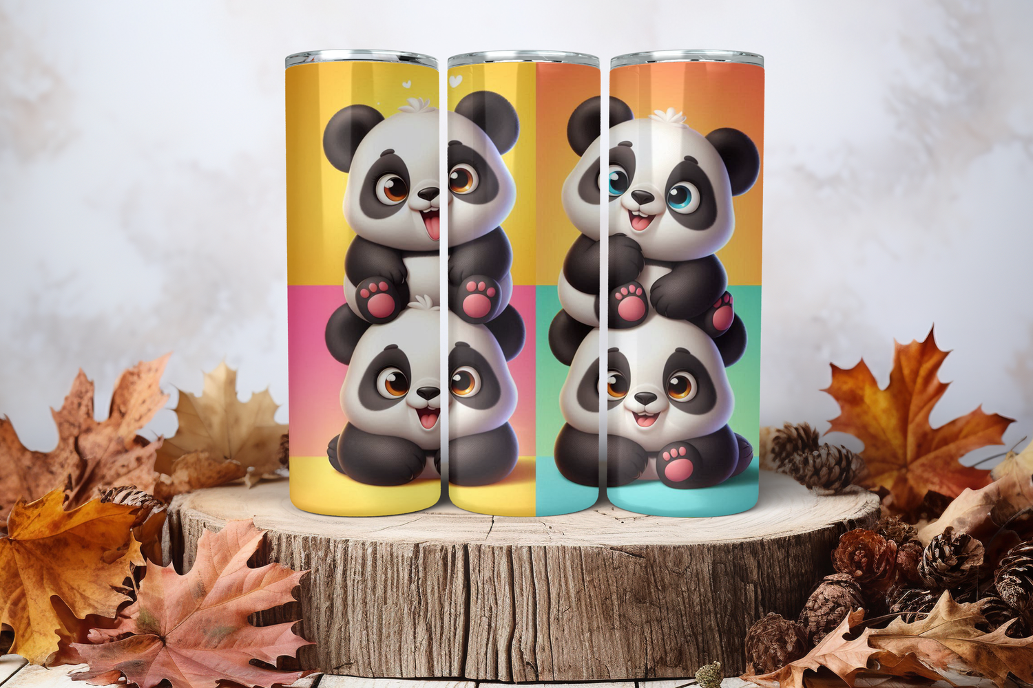 20oz Skinny Sublimation Tumbler Wrap Print - Panda 1