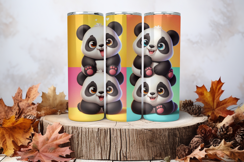 20oz Skinny Sublimation Tumbler Wrap Print - Panda 1