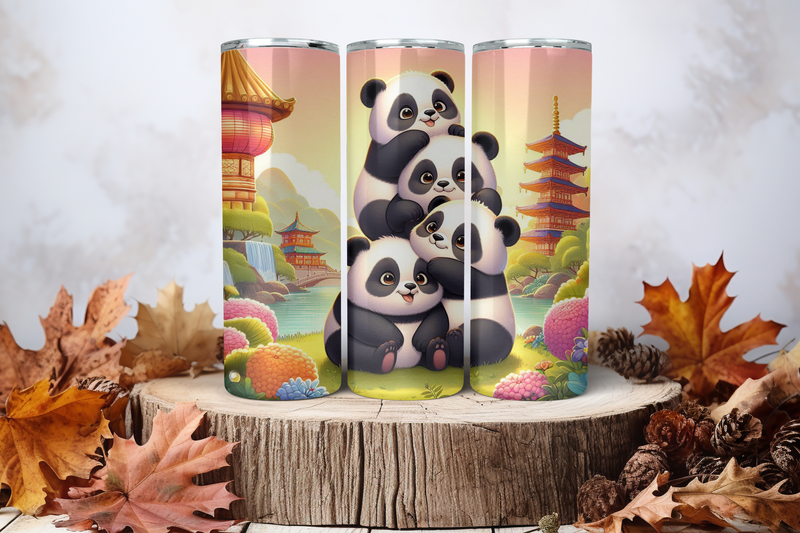 20oz Skinny Sublimation Tumbler Wrap Print - Panda 2