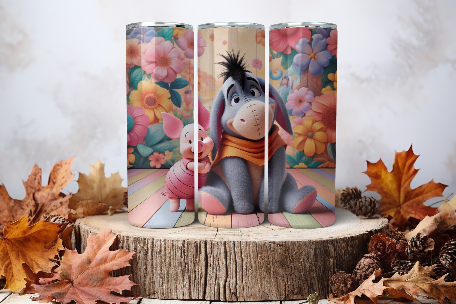 20oz Skinny Sublimation Tumbler Wrap Print - Eeyore Piglet 1