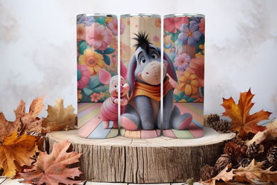 20oz Skinny Sublimation Tumbler Wrap Print - Eeyore Piglet 1