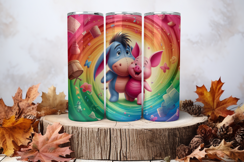 20oz Skinny Sublimation Tumbler Wrap Print - Eeyore Piglet 2
