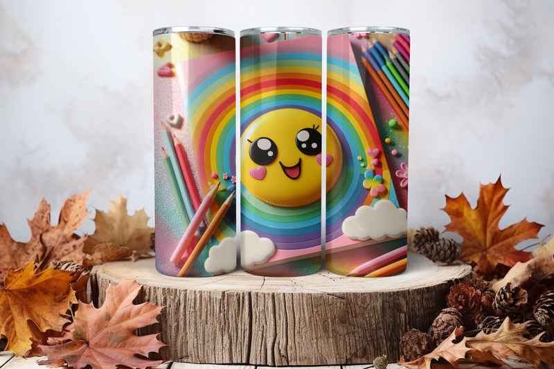 20oz Skinny Sublimation Tumbler Wrap Print - Smiley Paint