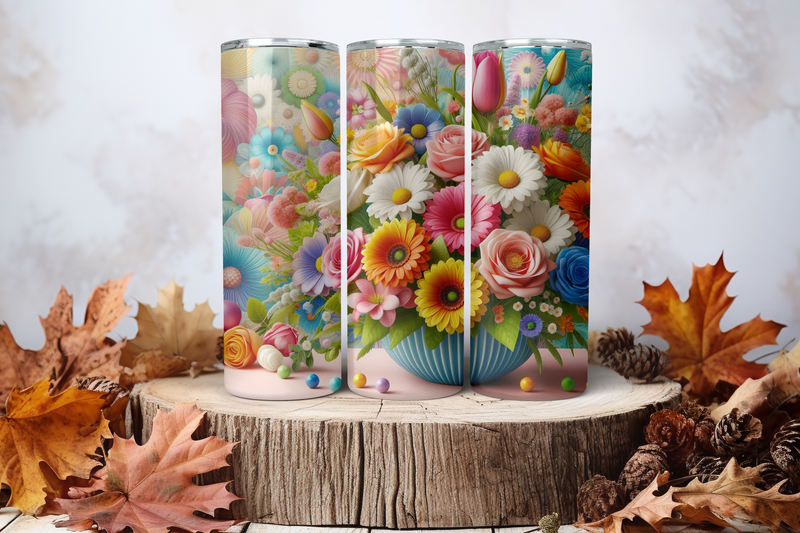 20oz Skinny Sublimation Tumbler Wrap Print - Flowers Bloom 1