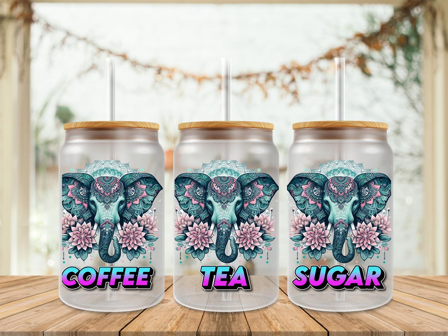 Mandala Elephant Coffee Tea Sugar