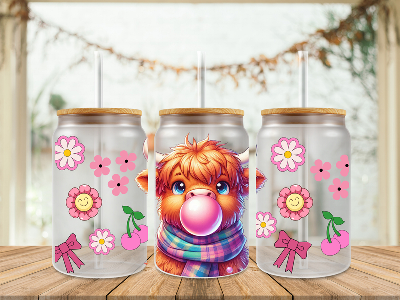 Double Sided Highland Cow Bubble Gum