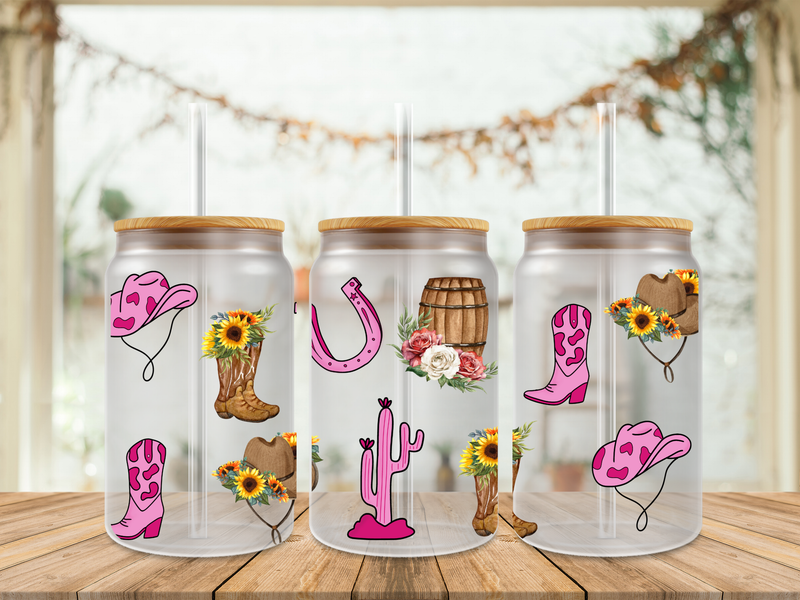 Double Sided Cowboy Pink Boots