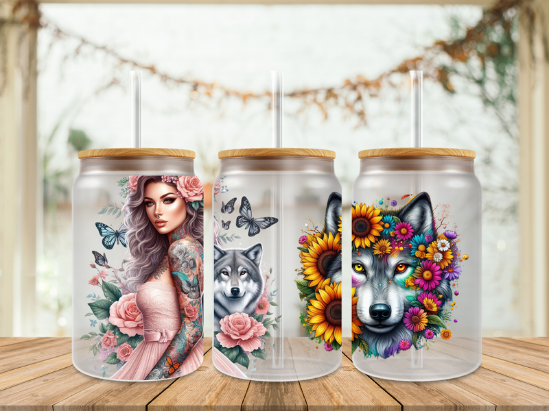 Double Sided Tattooed Girl &amp; Wolf