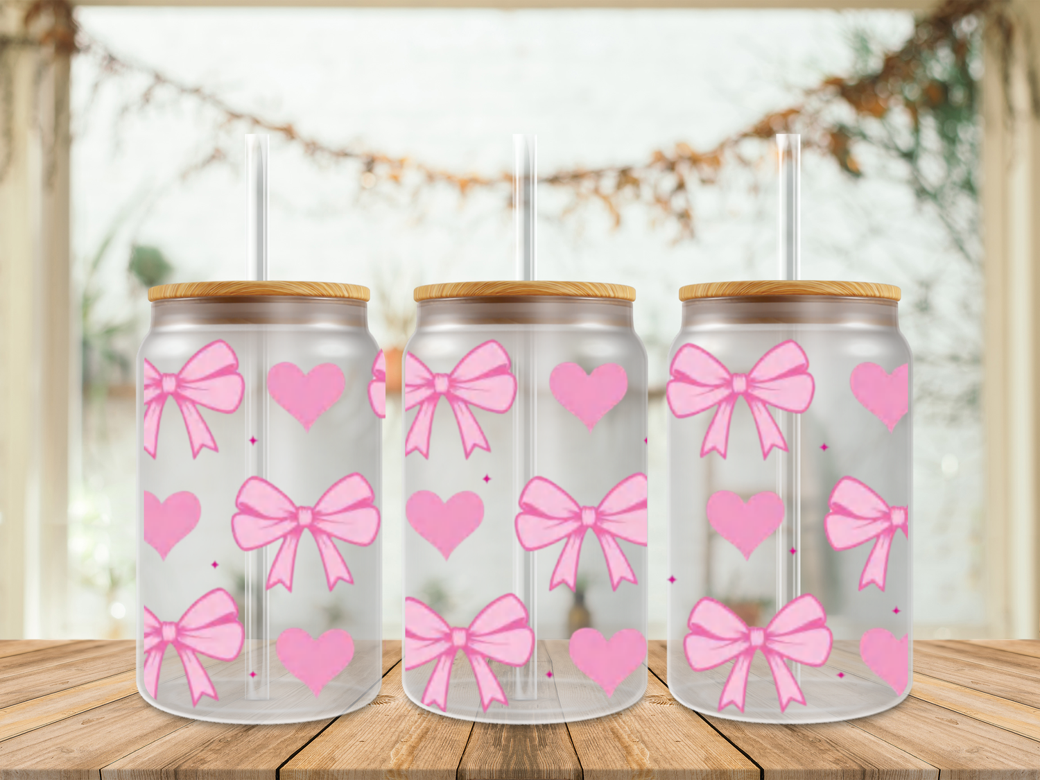 Double Sided Pink Bows &amp; Hearts