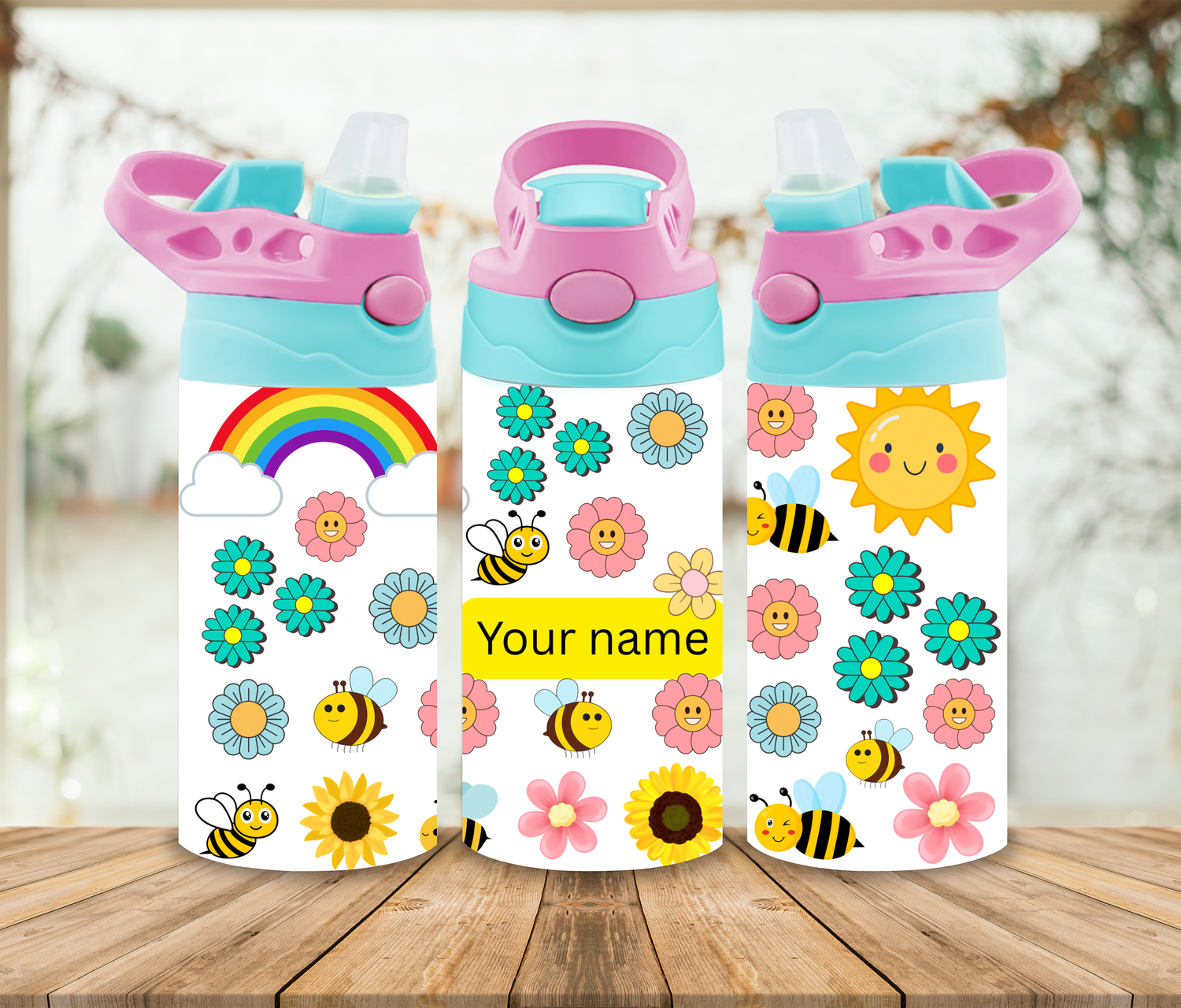 12oz Sublimation Tumbler Wrap Print - Flowers and Bees