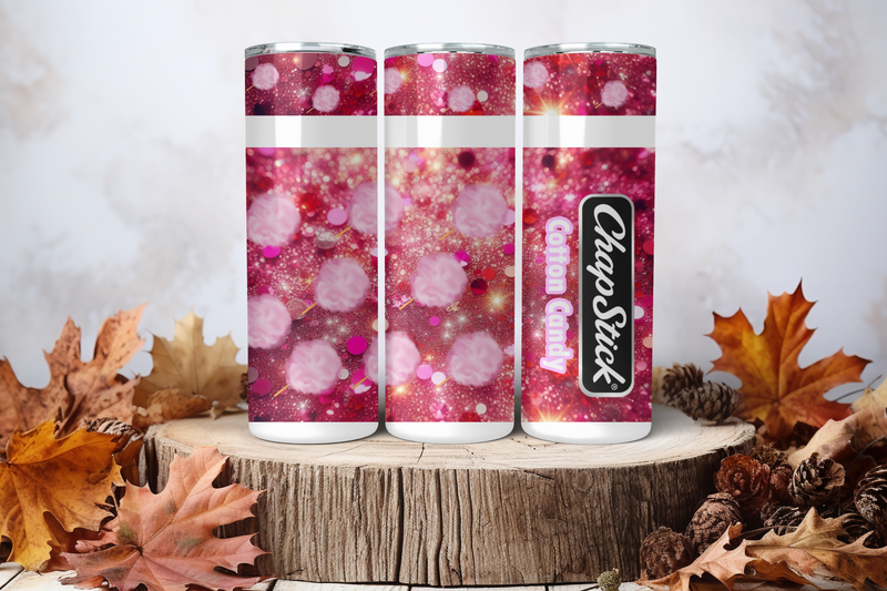 20oz Skinny Sublimation Tumbler Wrap Print - Chapstick Cotton Candy