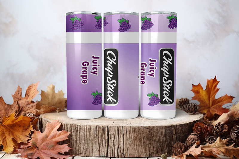 20oz Skinny Sublimation Tumbler Wrap Print - Chapstick Grapes