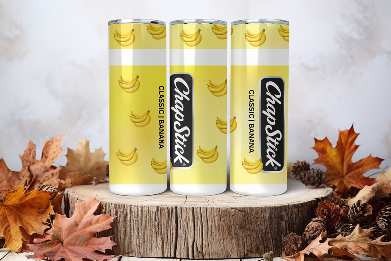 20oz Skinny Sublimation Tumbler Wrap Print - Chapstick Banana