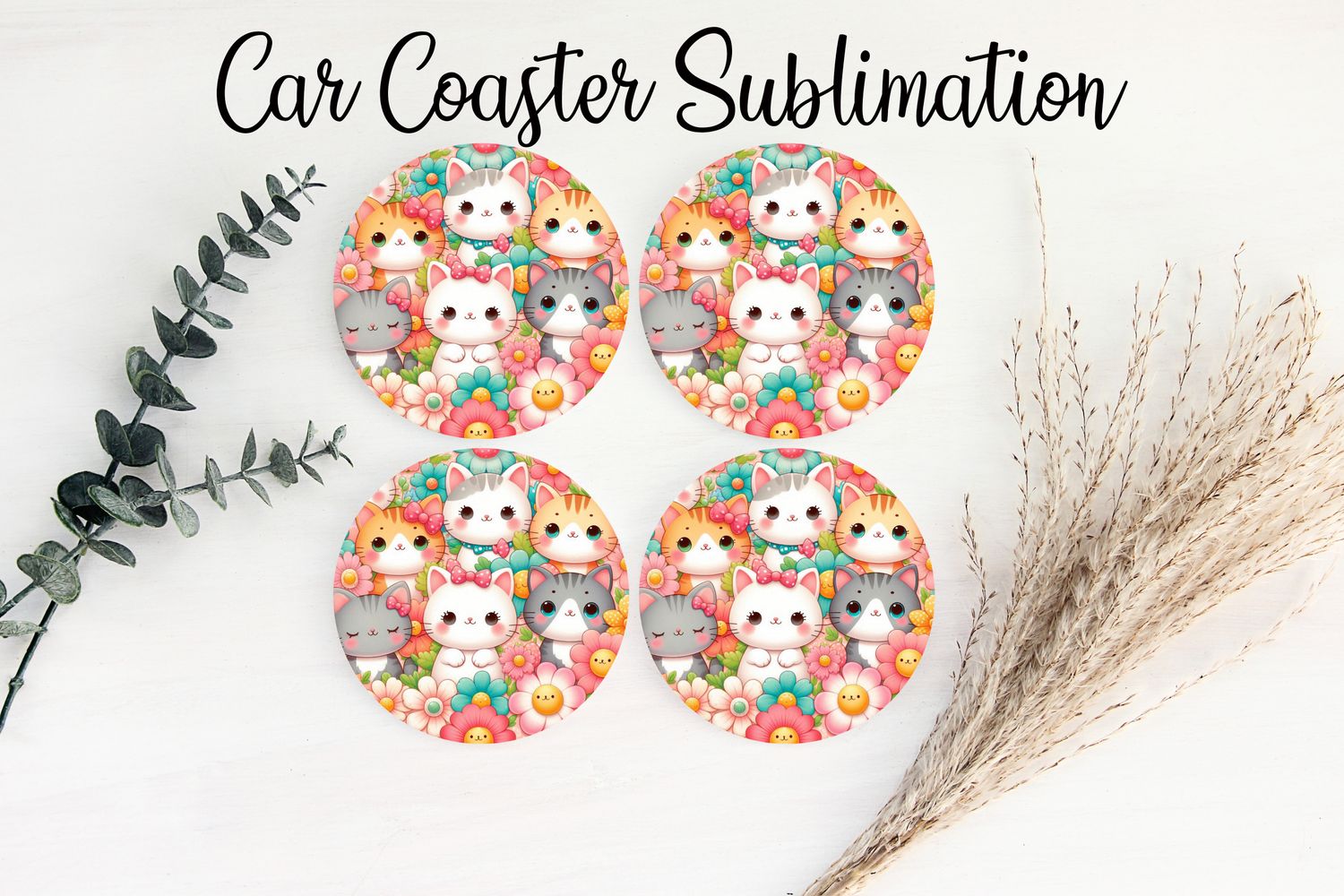 Car Coaster Sublimation Print - Cutie Cats