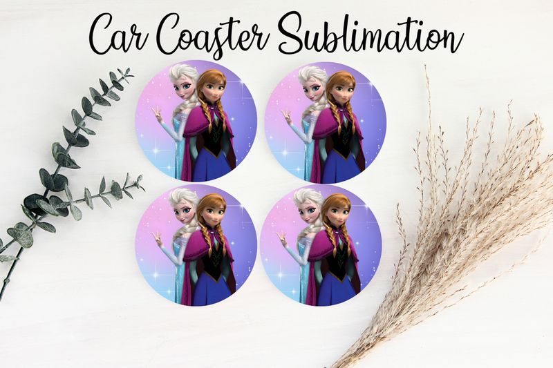 Car Coaster Sublimation Print - Frozen Anna &amp; Elsa