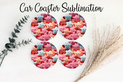 Car Coaster Sublimation Print - Puff Stars 2