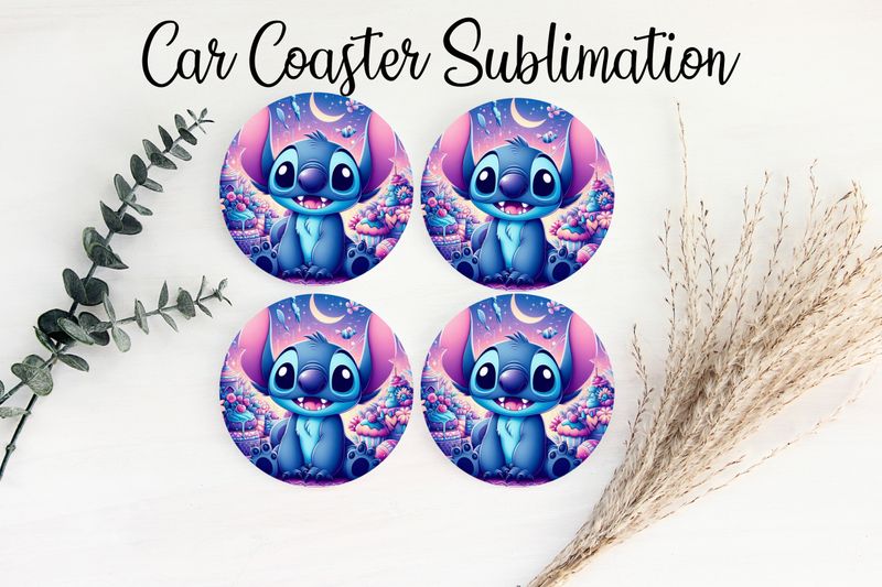 Car Coaster Sublimation Print - Stitch Cupcakes