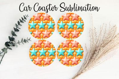 Car Coaster Sublimation Print - Puff Stars