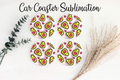 Car Coaster Sublimation Print - Puff Avocados