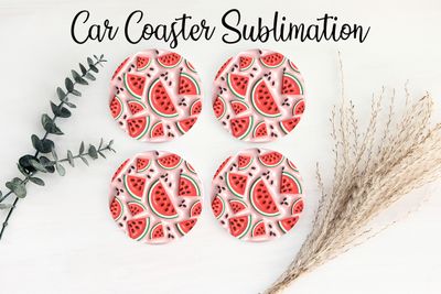 Car Coaster Sublimation Print - Puff Watermelon