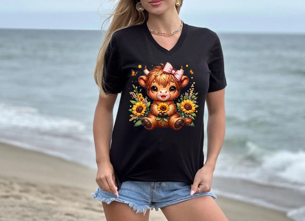 Cow Holding Sunflower DTF Transfer