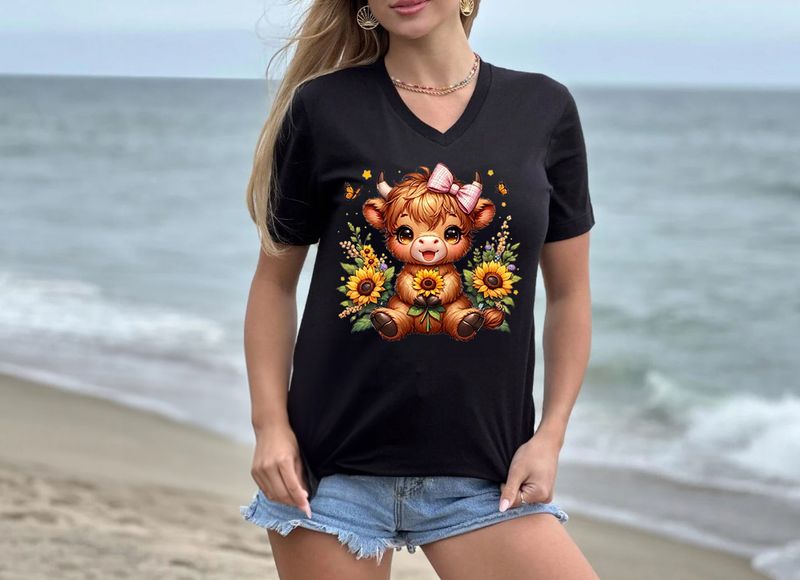 Cow Holding Sunflower DTF Transfer