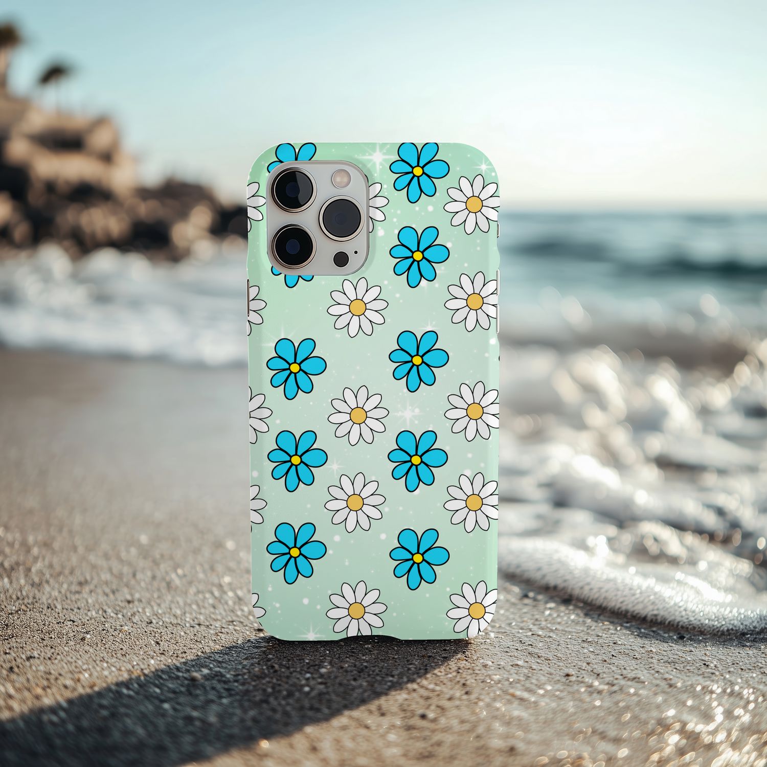 White &amp; Blue Flowers Phone Case