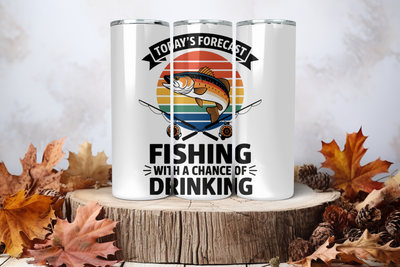 20oz Skinny Sublimation Tumbler Wrap Print - Fishing With A Chance Of Drinking