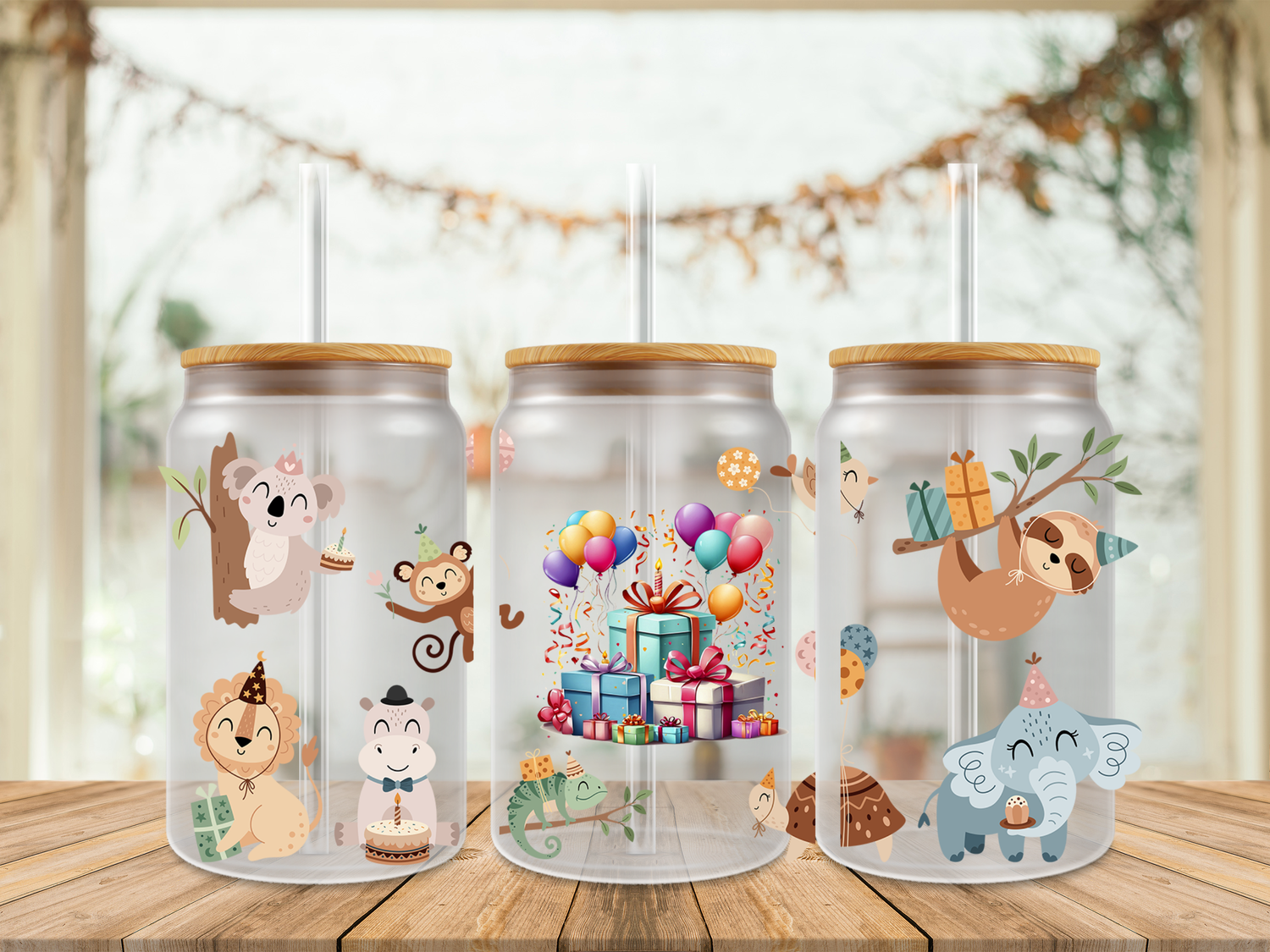 16oz Sublimation Tumbler Wrap Print - Birthday Animals
