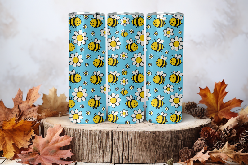 20oz Skinny Sublimation Tumbler Wrap Print - Busy Bees