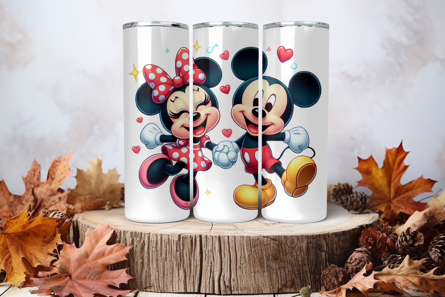 20oz Skinny Sublimation Tumbler Wrap Print - Mickey &amp; Minnie Happy
