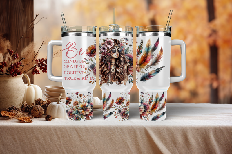 40oz Sublimation Tumbler Wrap Print - Be Mindful