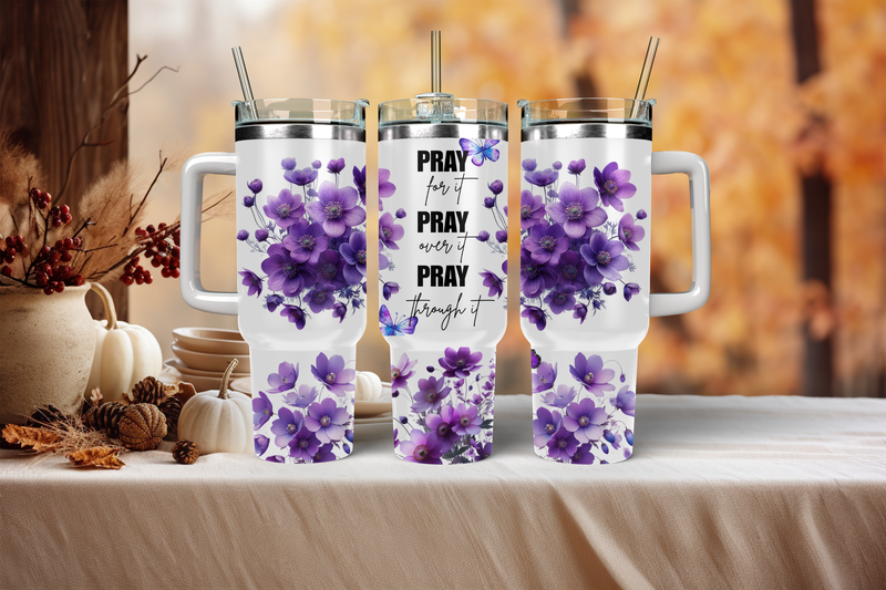 40oz Sublimation Tumbler Wrap Print - Pray For It