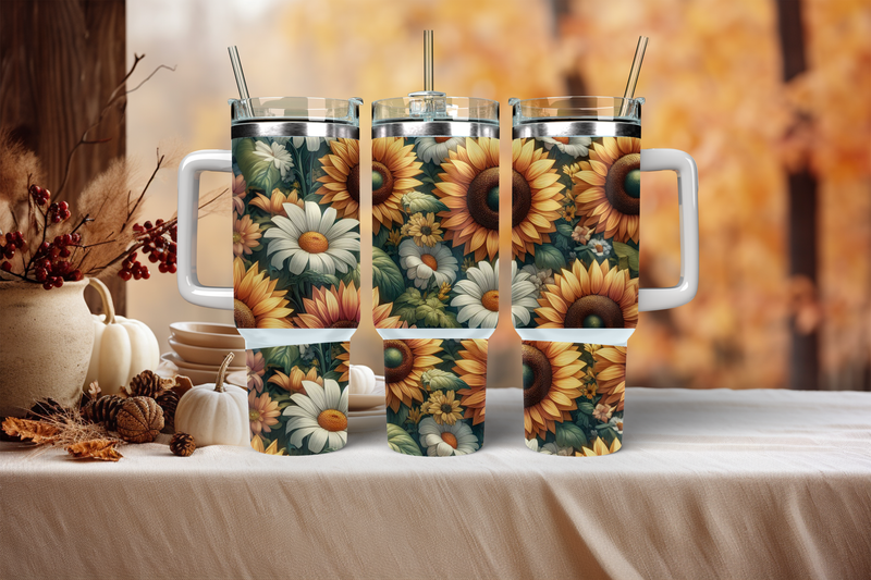 40oz Sublimation Tumbler Wrap Print - Sunflowers