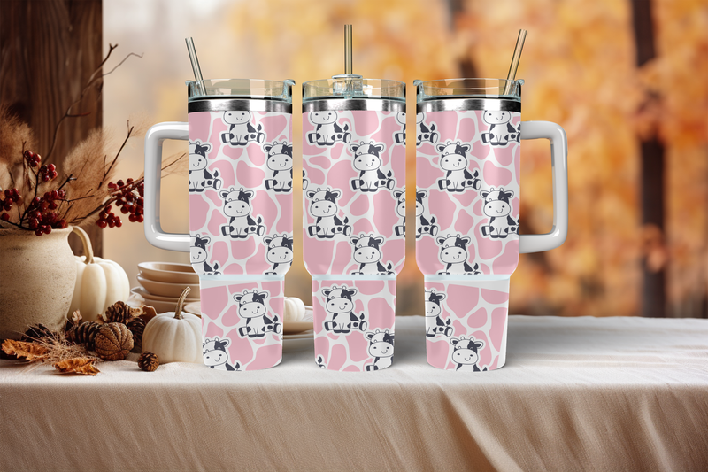 40oz Sublimation Tumbler Wrap Print - Cute Cows