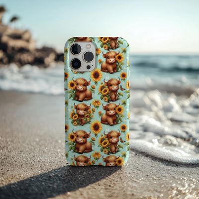 Highland Cow Sunflowers Phone Case