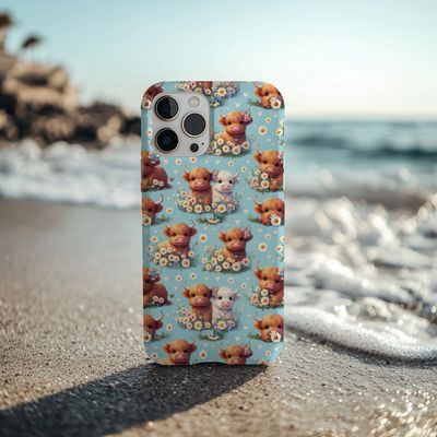 Highland Cow Daisies Phone Case